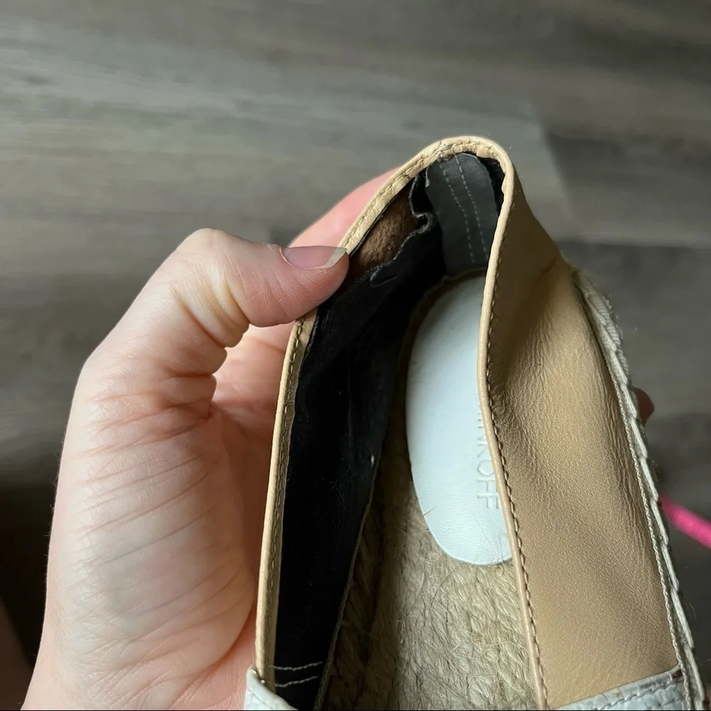 Rebecca Minkoff White/ Tan Snake Embossed Print Leather Espadrille Size 6